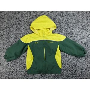 Nike Oregon Ducks Windbreaker Jacket Toddler 4T Green Yellow Full Zip Hooded
